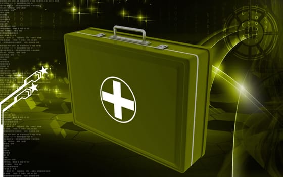 Digital illustration of First aid box in colour background