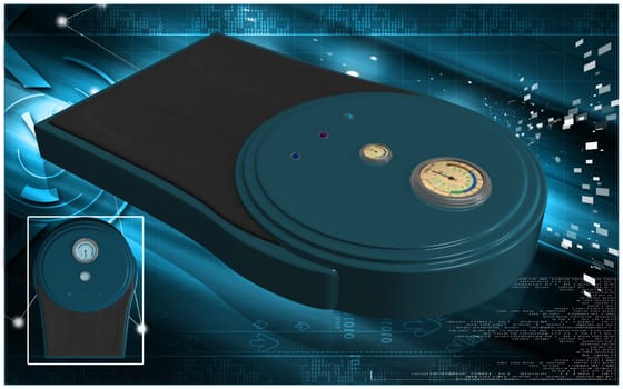 Digital illustration of weigh machine in colour background