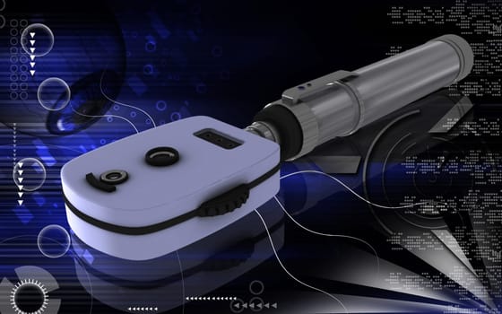 Digital illustration of ophthalmoscope in colour background