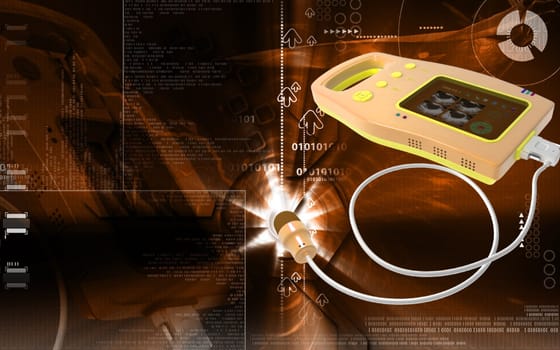 Digital illustration of palm bladder scanner in colour background