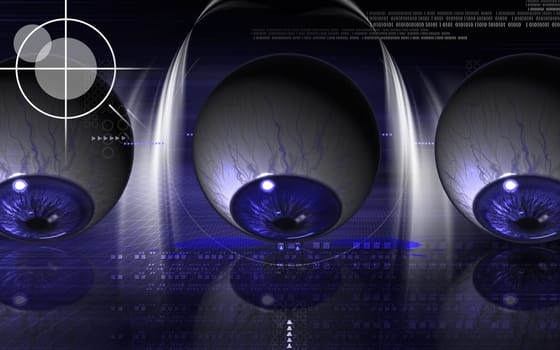 Digital illustration of eye in colour background