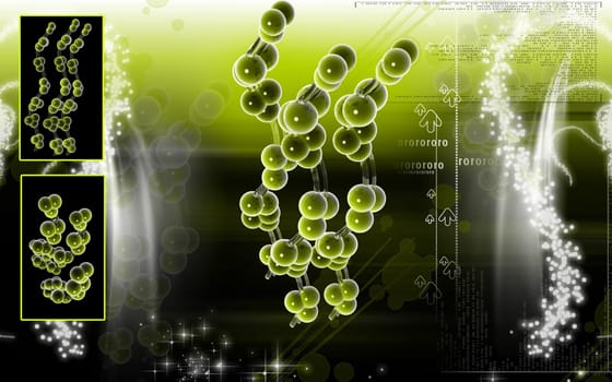 Digital illustration DNA structure in colour background