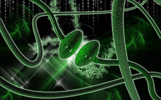 Digital illustration of synapse in colour background