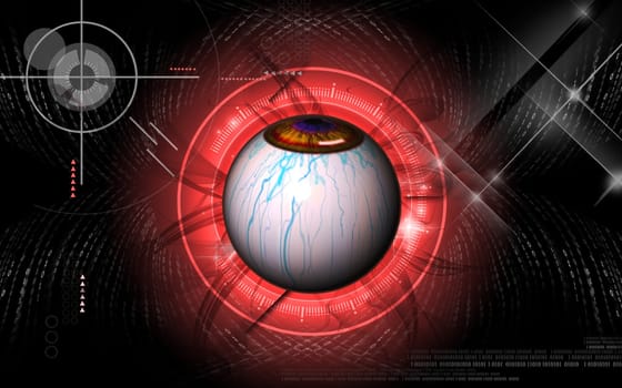 Digital illustration of eye in colour background