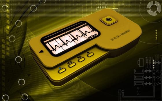 Digital illustration of ECG in colour background