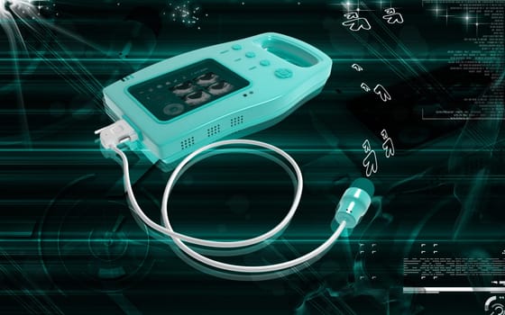 Digital illustration of palm bladder scanner in colour background