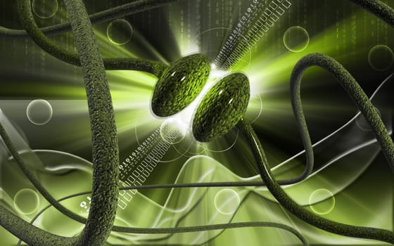 Digital illustration of synapse in colour background