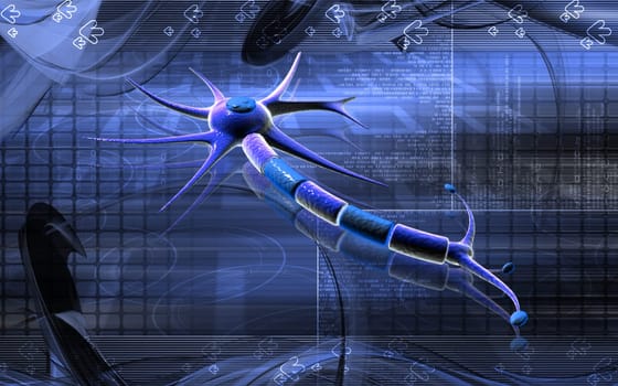 Digital illustration of neuron in colour background