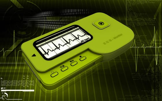 Digital illustration of ECG in colour background