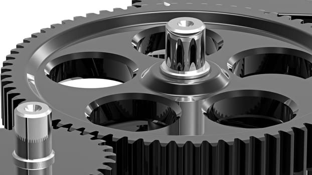 Mechanism concept 3d render of a gear