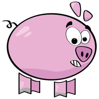 Cartoon illustration of a scared pig