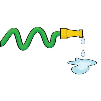 Cartoon illustration of a hose dripping some water
