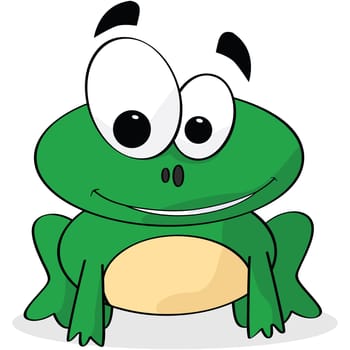 Cartoon illustration of a cute frog smiling