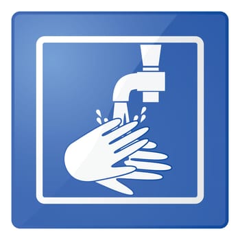 Glossy illustration of a sign for washing hands