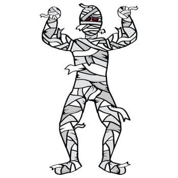 Cartoon illustration of an angry mummy ready to attack