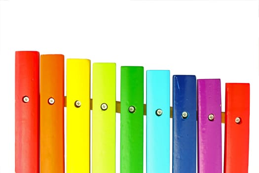 Colorful wooden bars, xylophone, isolated on white