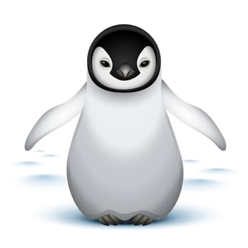 Little baby emperor penguin on the snow