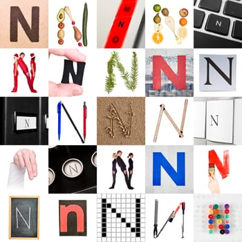 Collage of images with letter N