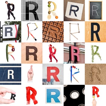 Collage of images with letter R