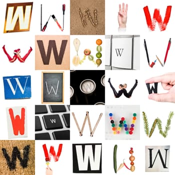 Collage of images with letter W