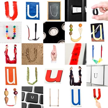 Collage of images with letter U