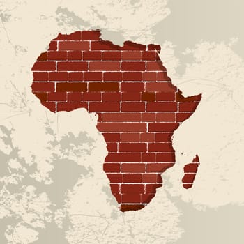 Africa map on a brick wall