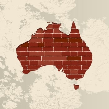 Australia map on a brick wall