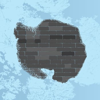 Antarctica map on a brick wall