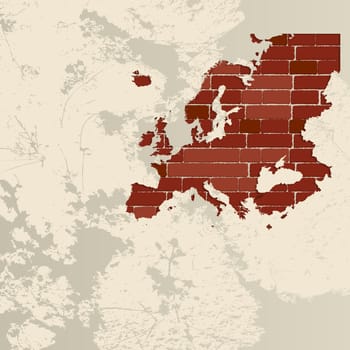 Europe map on a brick wall