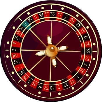 Grunge roulette wheel over white background
