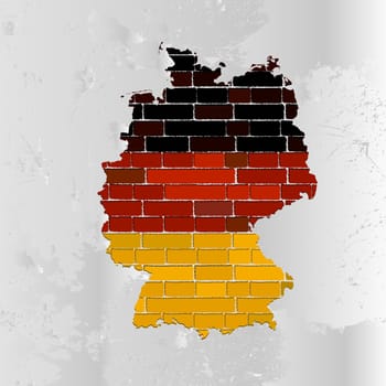 Stylized map of Germany in national color on a brick wall