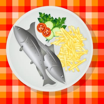 Traditional British fish and chips on a plate