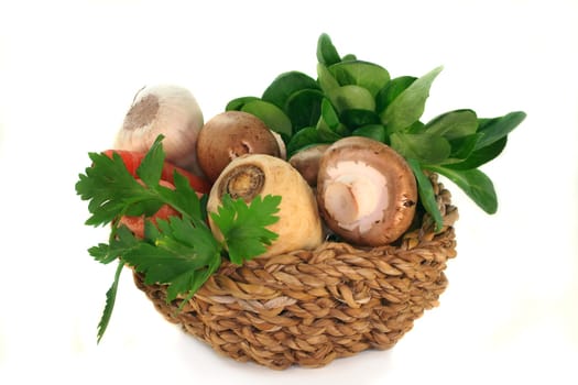 a vegetable basket with different types of vegetables