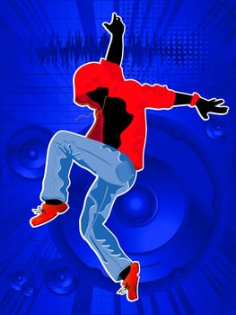 Graphic of a dancing boy, abstract art