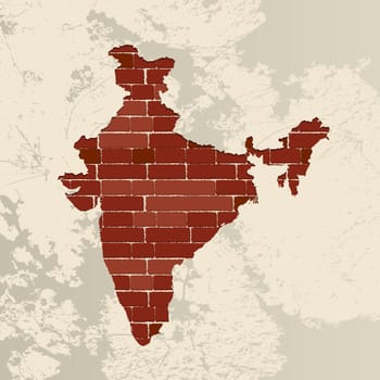 India map on a brick wall