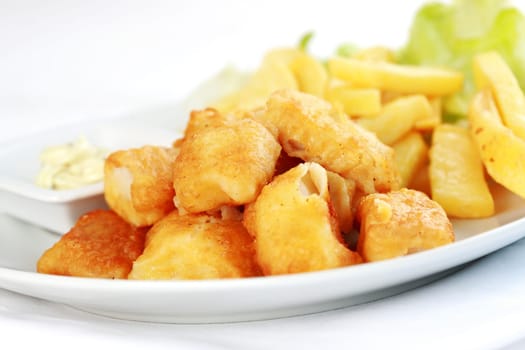 Fried fish and chips with