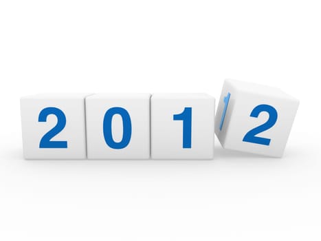 2011 2012 happy new year blue 3d cube