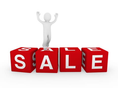 3d human sale cube red jump forward business