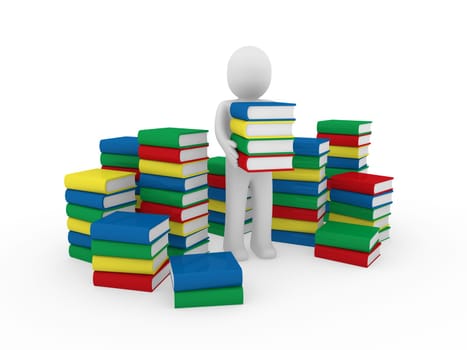 3d human book paper learn read red blue