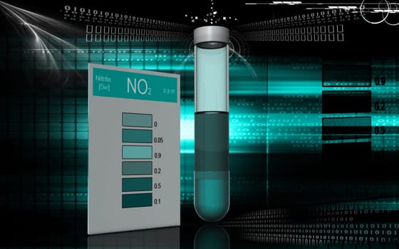 Digital illustration of nitrite test in colour background