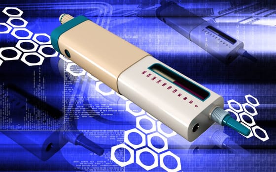 Digital illustration of insulin pen in colour background
