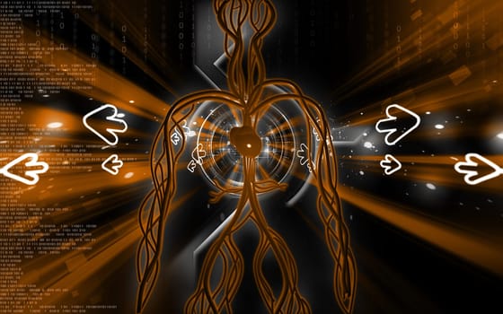 Digital illustration of vascular system in colour background