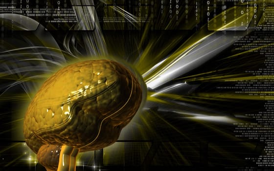 Digital illustration of brain in colour background