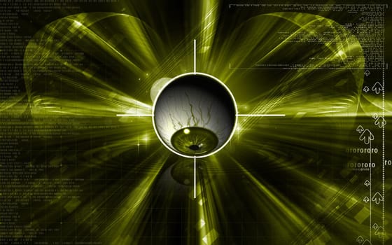 Digital illustration of eye in colour background