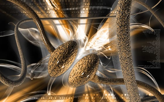 Digital illustration of synapse in colour background