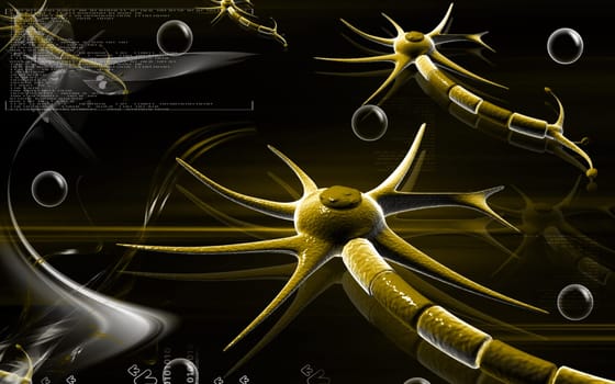 Digital illustration of neuron in colour background