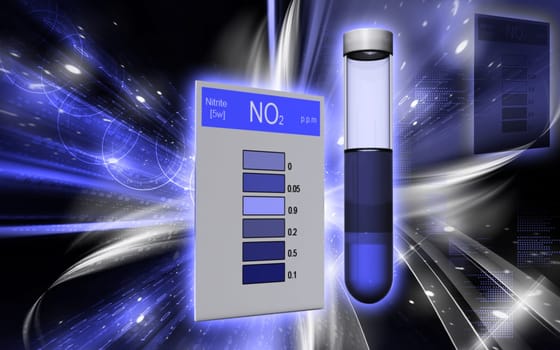 Digital illustration of nitrite test in colour background