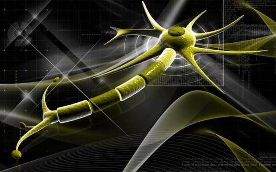 Digital illustration of neuron in colour background
