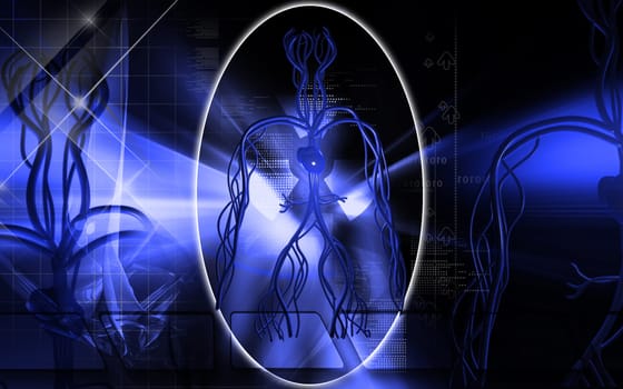 Digital illustration of vascular system in colour background