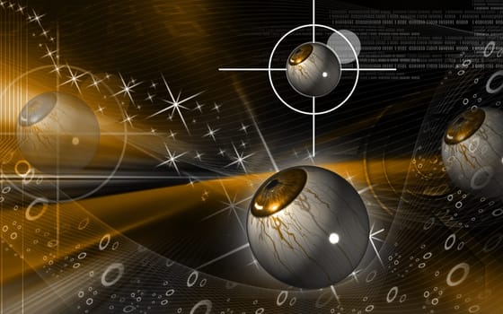 Digital illustration of eye in colour background